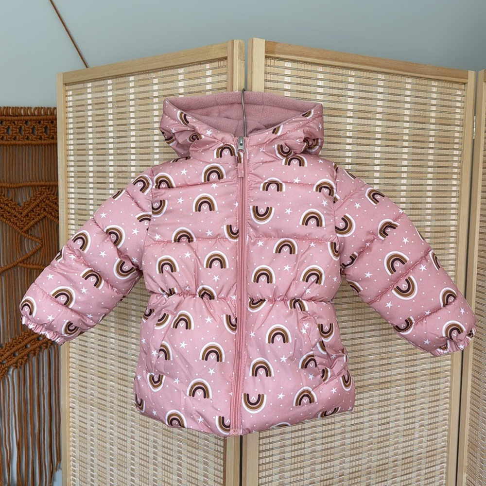 Pink Rainbow Toddler Puffer Coat